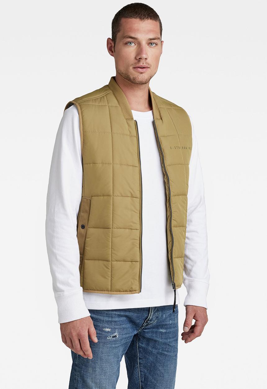 G-STAR - Meefic square quilted vest - fennel seed