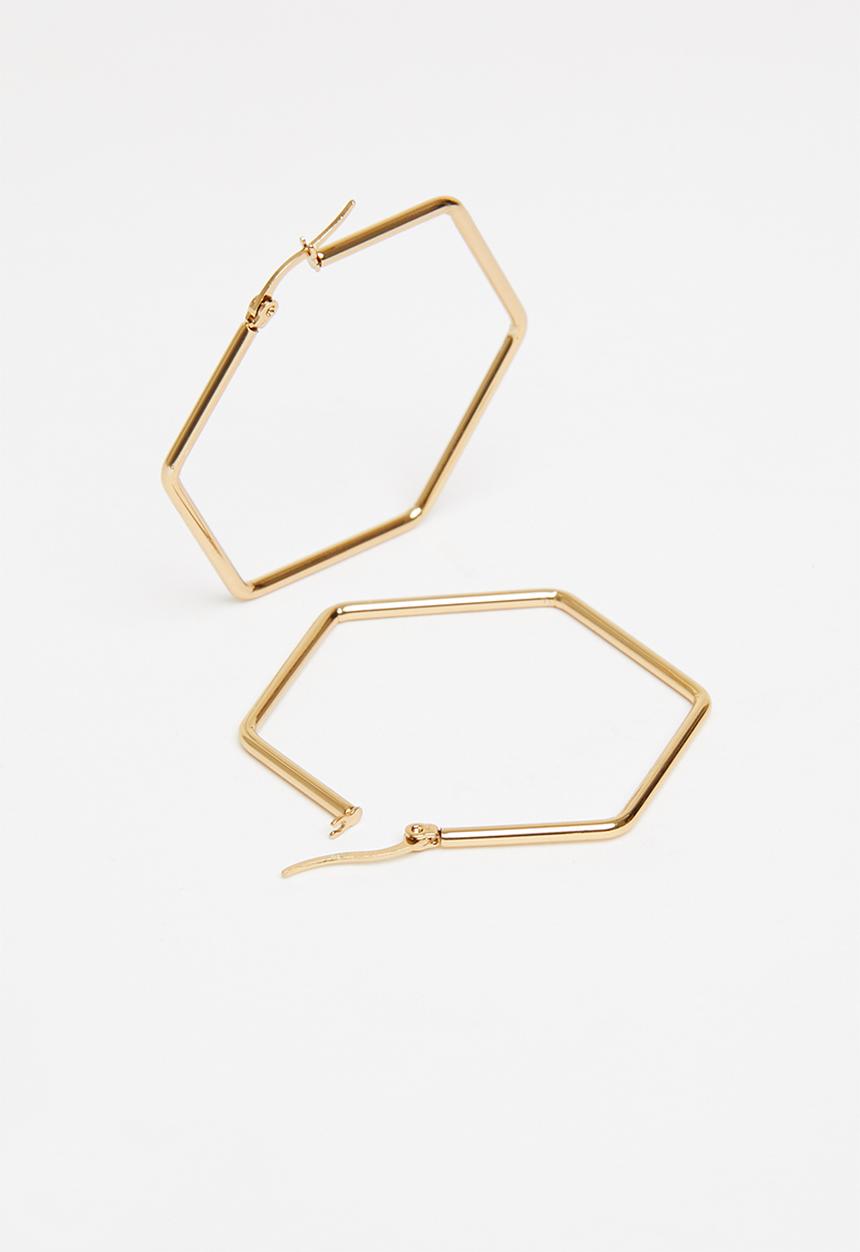 Superbalist - Hexagon hoop earrings - gold