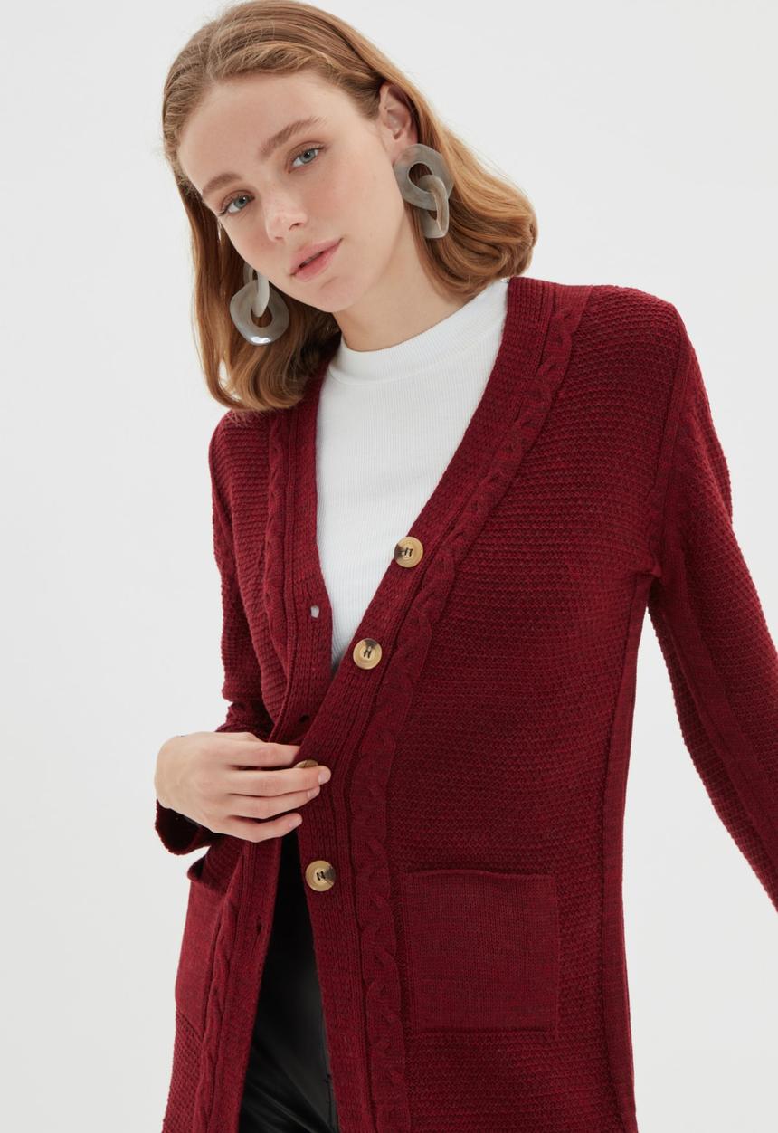 Trendyol - Pocket detailed cardigan - burgundy