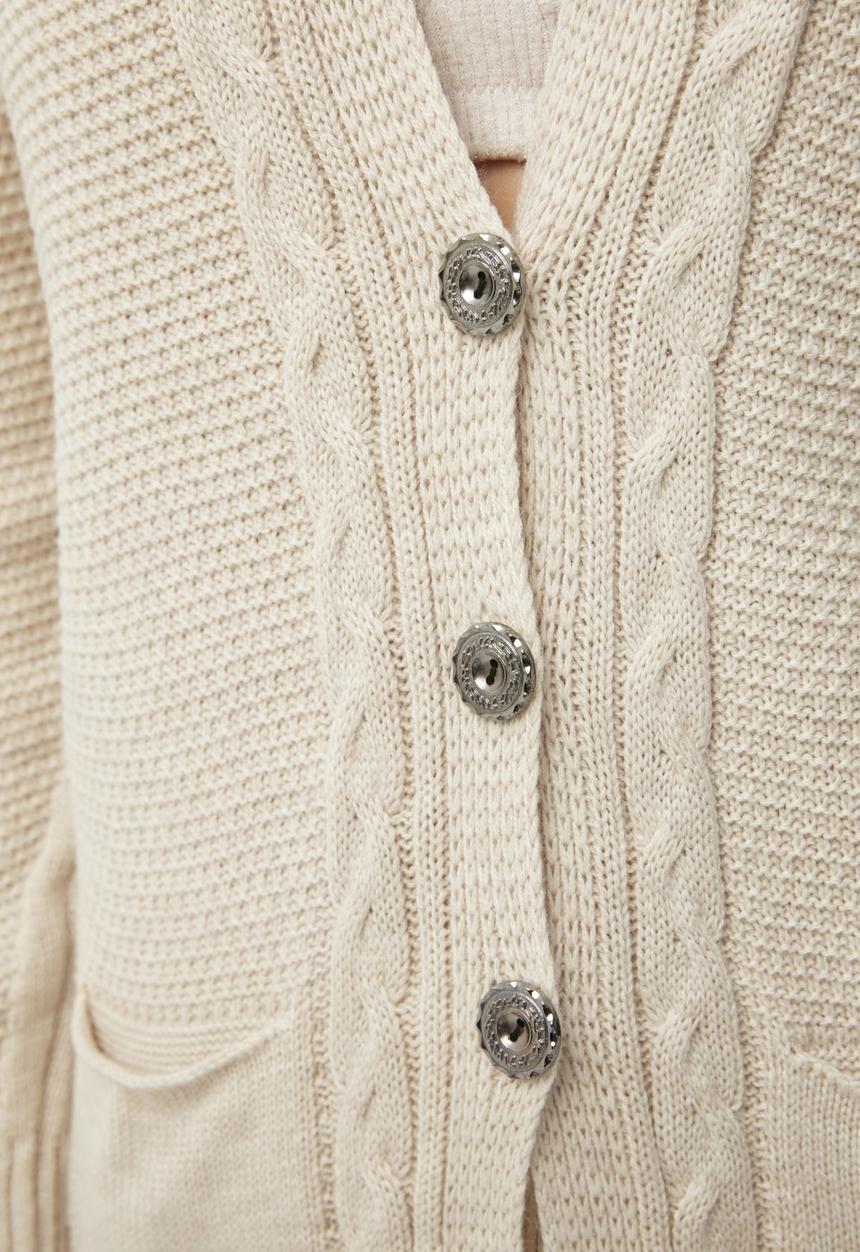Trendyol - Pocket detailed cardigan - ecru