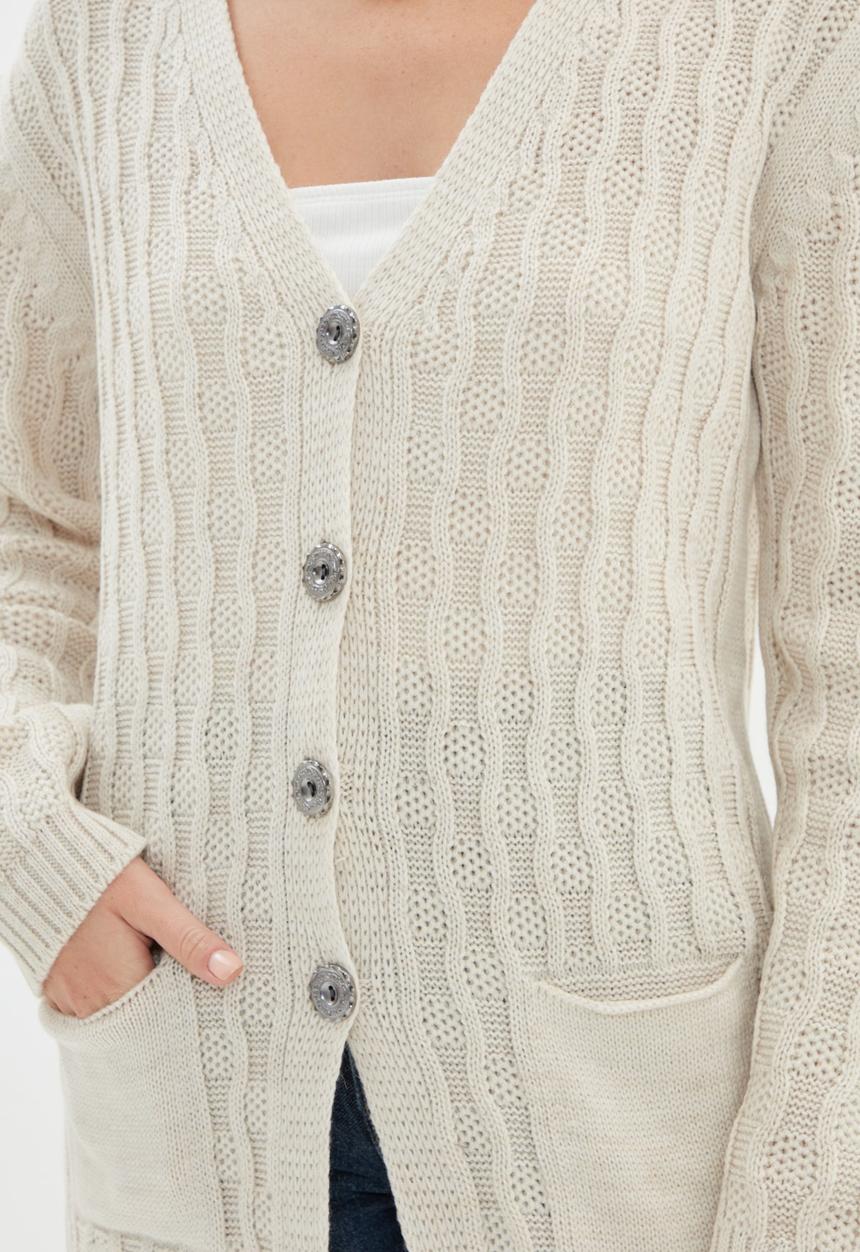 Trendyol - Pocket detailed cardigan - stone