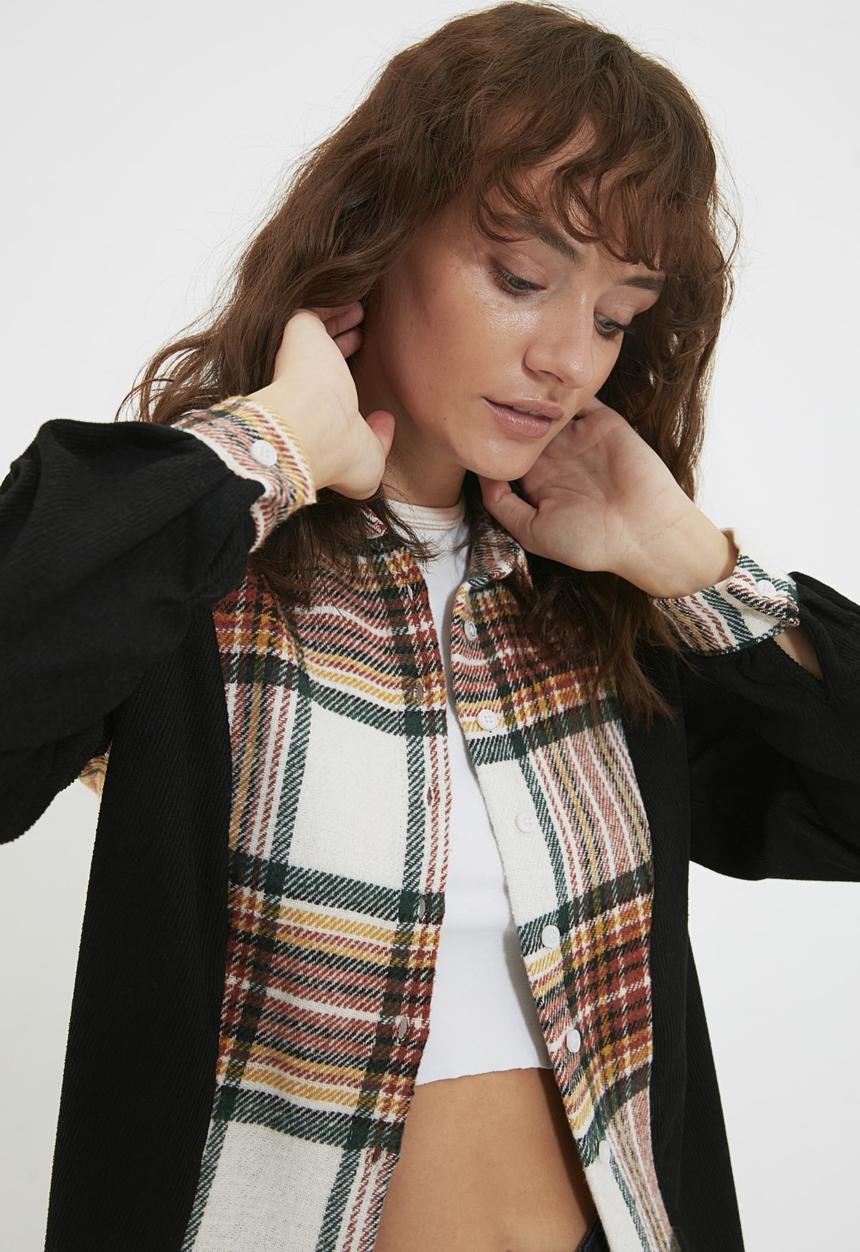 Trendyol - Square detailed plaid jacket shirt - multi