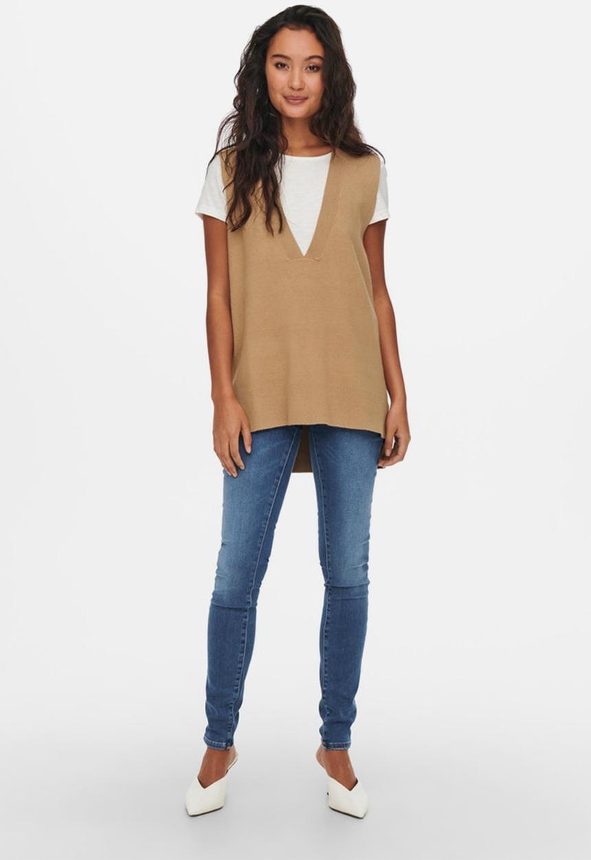 ONLY - Dallas v-neck vest - burro
