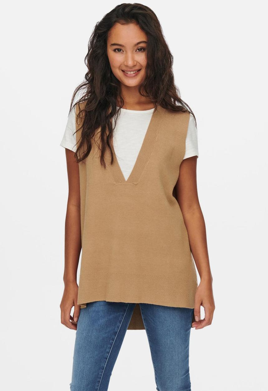 ONLY - Dallas v-neck vest - burro