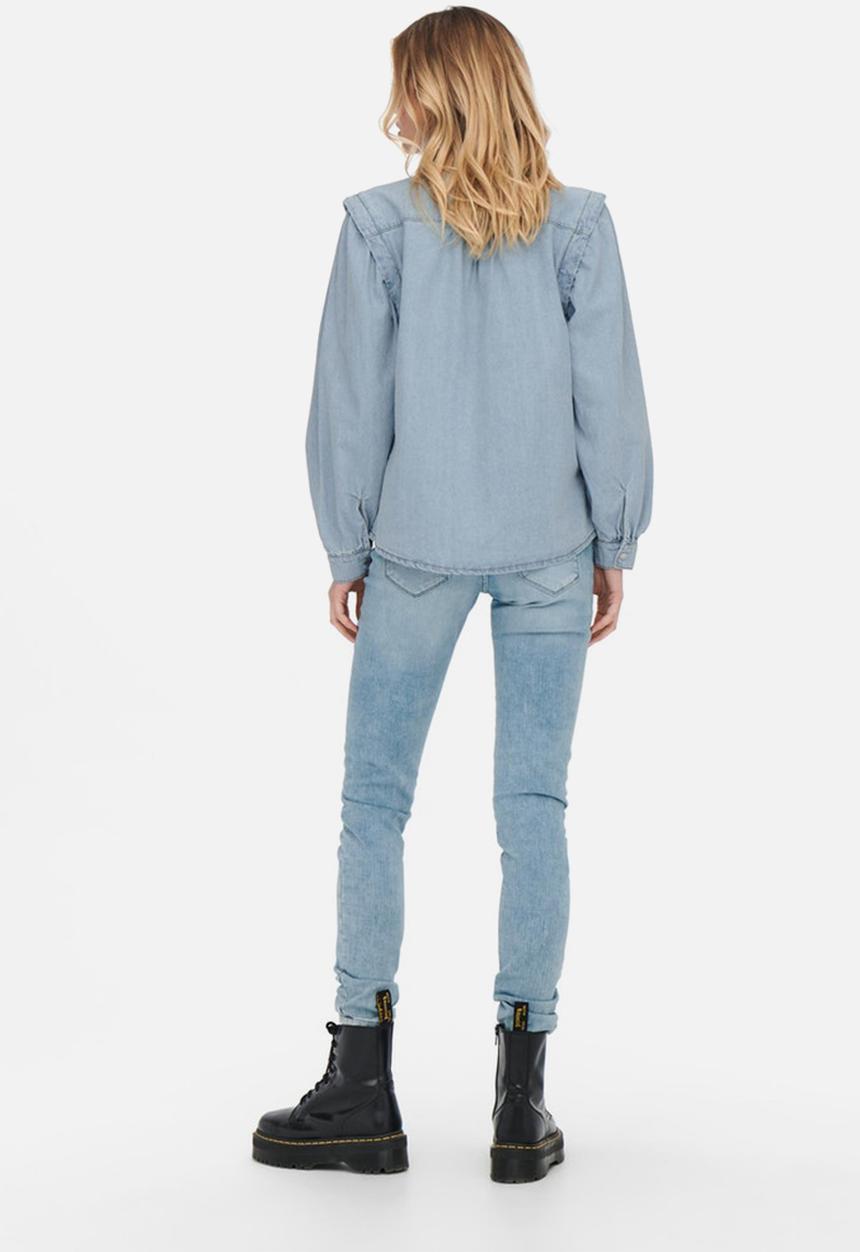 ONLY - Louie life long sleeve denim shirt - light blue denim