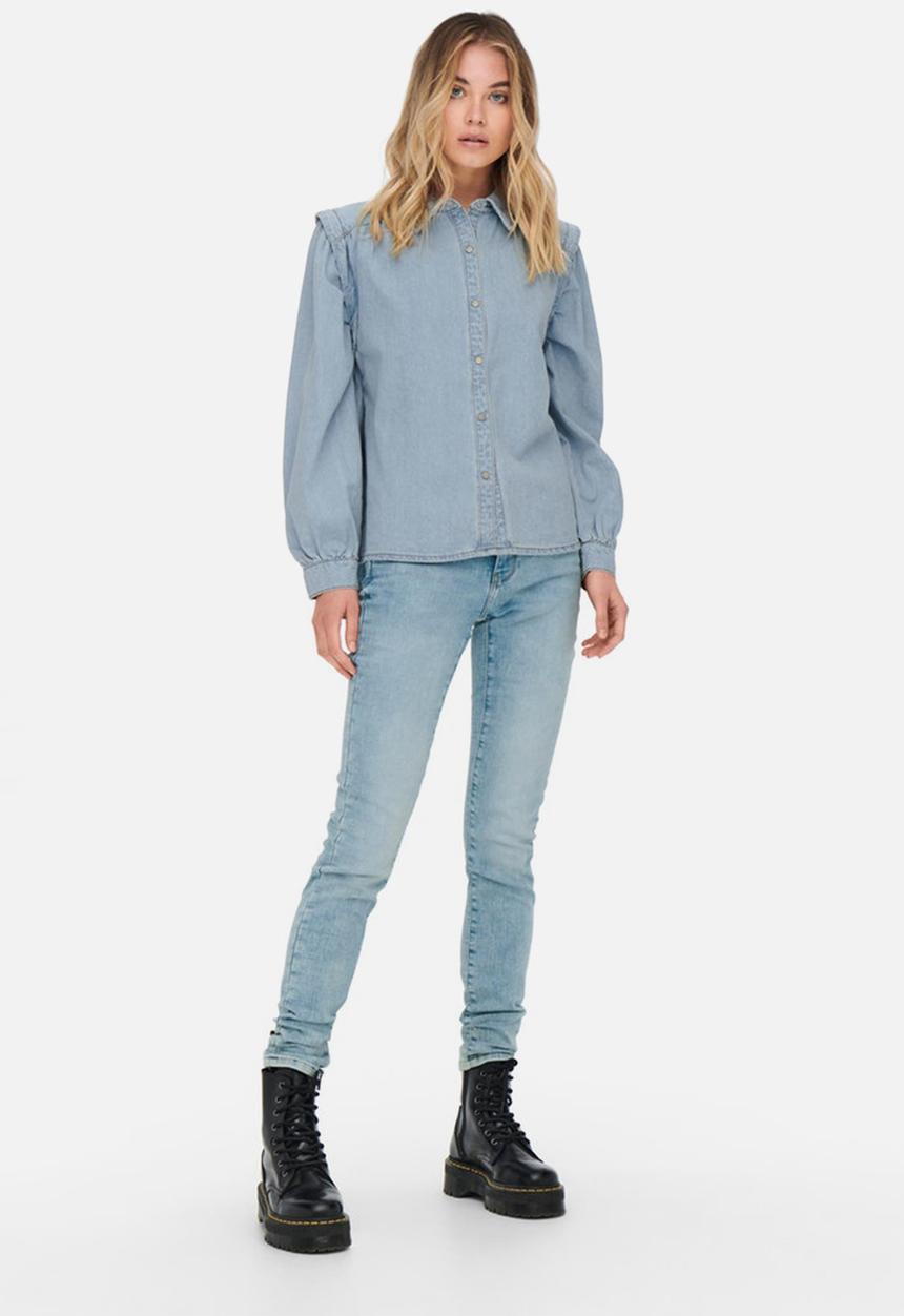 ONLY - Louie life long sleeve denim shirt - light blue denim