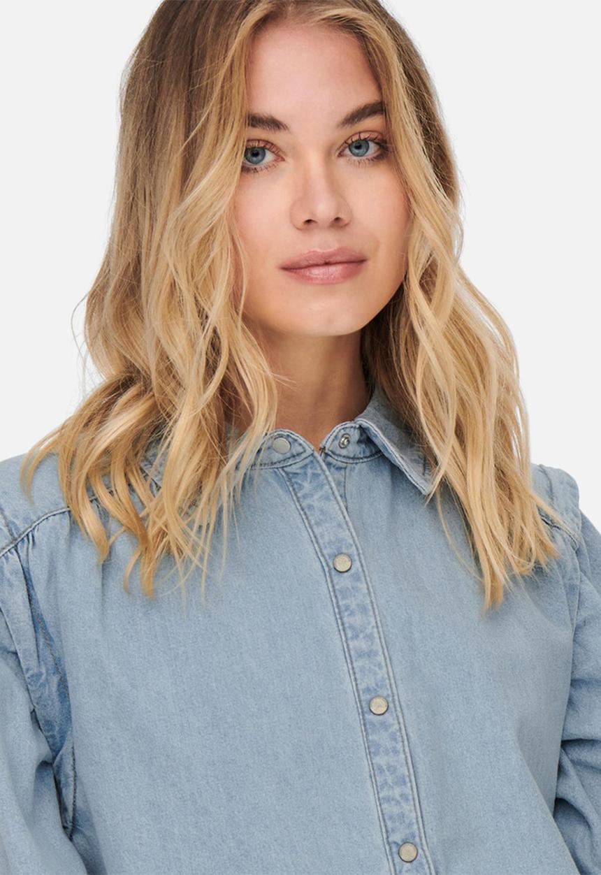 ONLY - Louie life long sleeve denim shirt - light blue denim