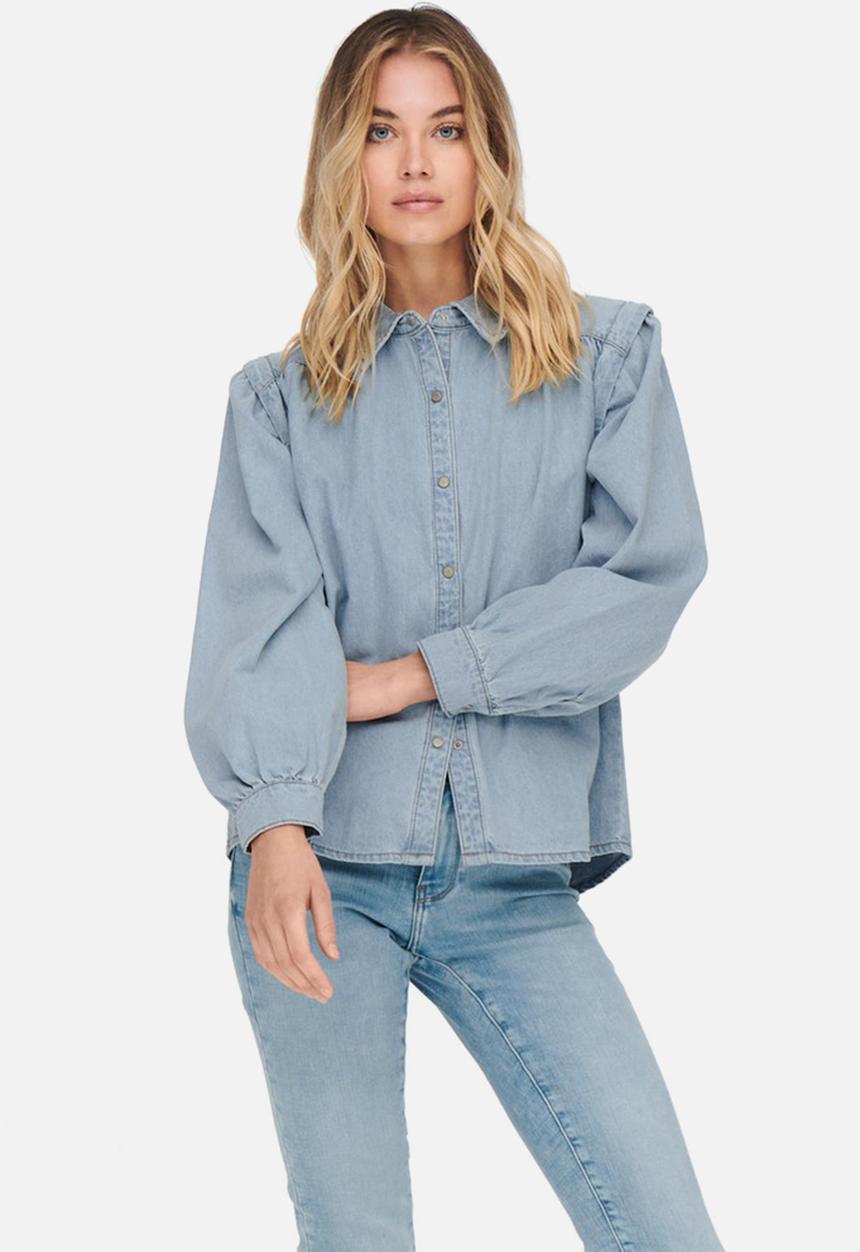 ONLY - Louie life long sleeve denim shirt - light blue denim