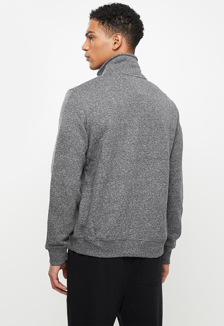 Superdry. - Vintage logo emb zip track - dark charcoal