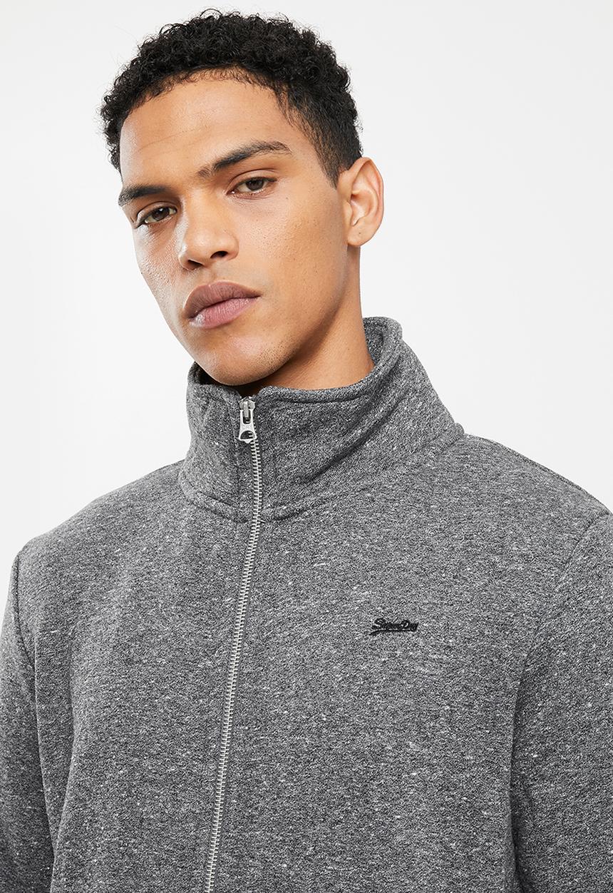 Superdry. - Vintage logo emb zip track - dark charcoal