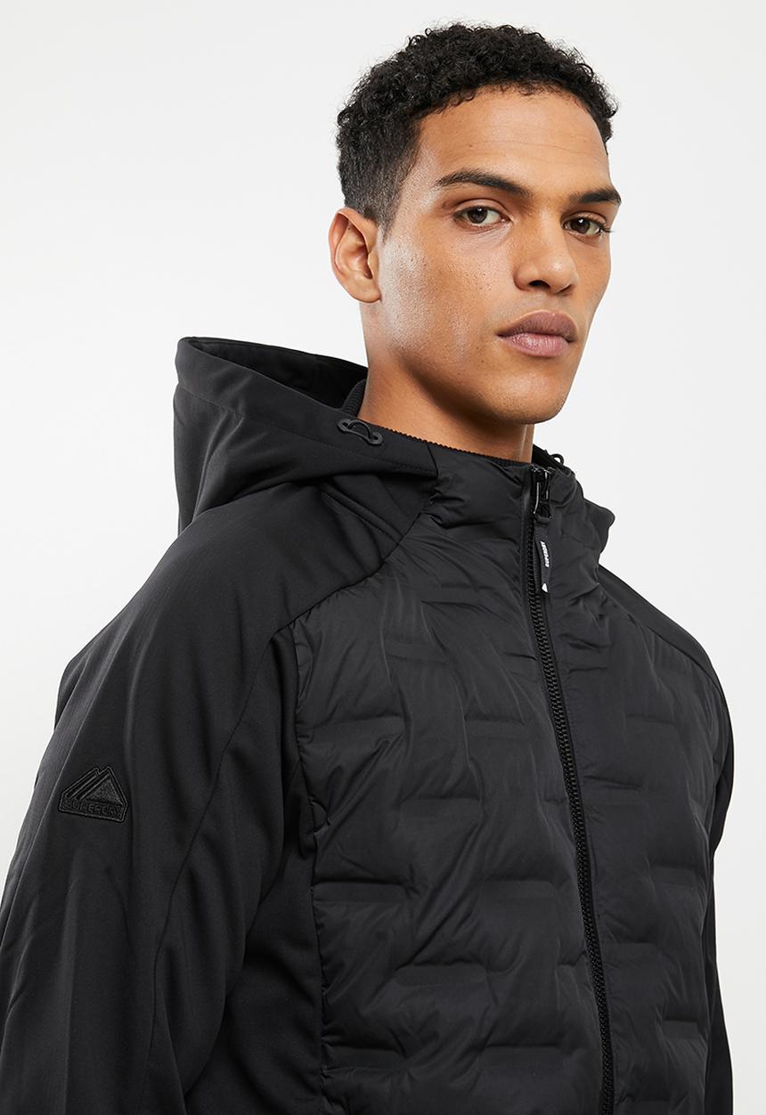 Superdry. - Mountain hybrid zip hood - black
