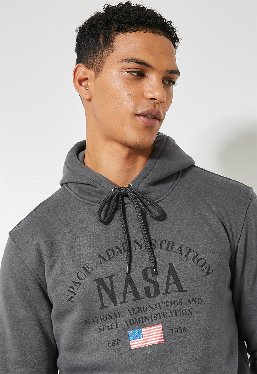 Superbalist - Nasa branded usa hoodie pullover sweat - dark grey
