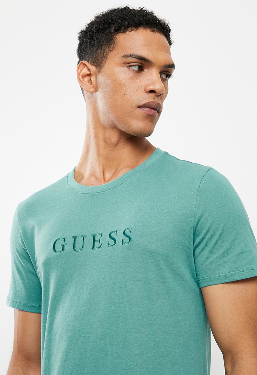 GUESS - Pima emb slim short sleeve tee - soft teal
