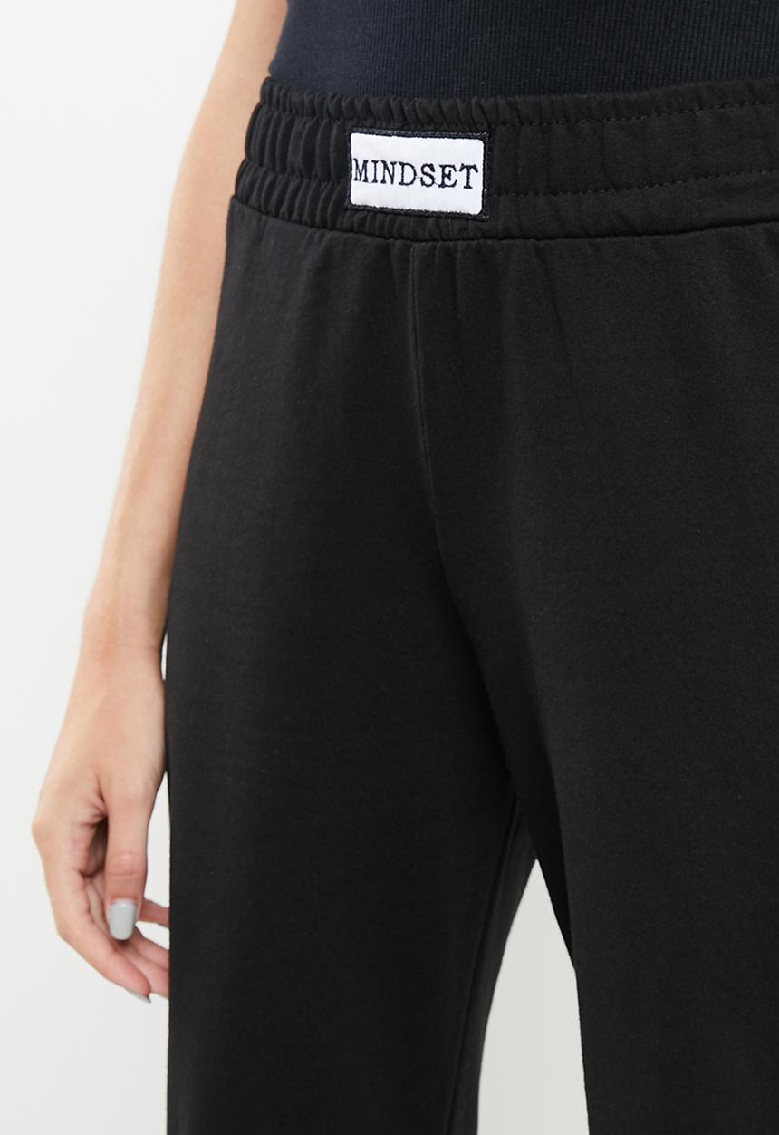 Trendyol - Snap detailed wideleg slim knitted sweatpants  - black