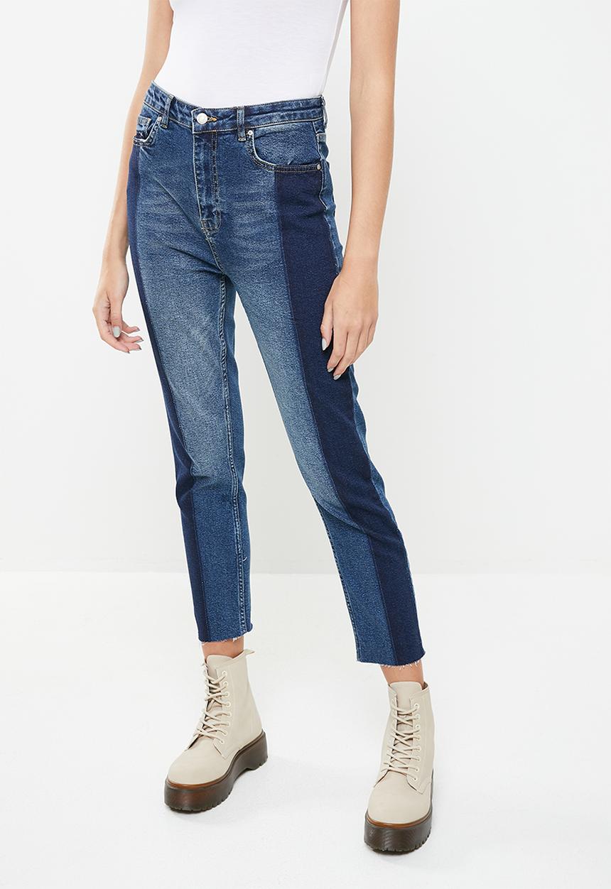 Trendyol - Colour block high waist slim fit jeans - blue