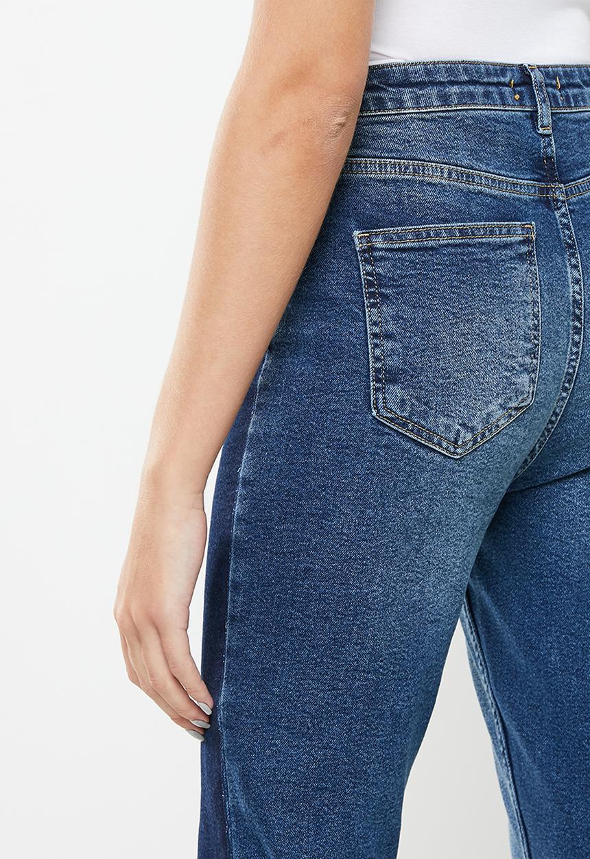 Trendyol - Colour block high waist slim fit jeans - blue
