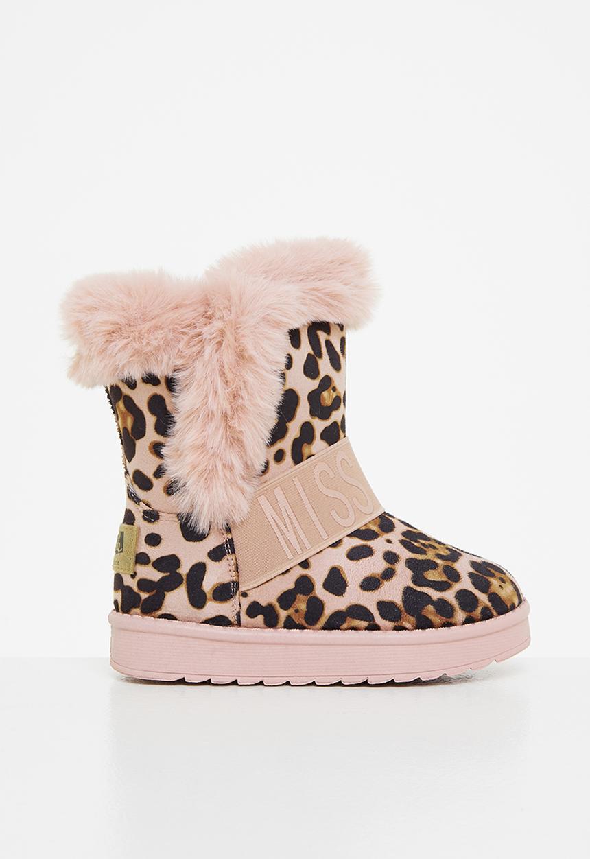 Little Miss Black - Rae girls snug boots - pink