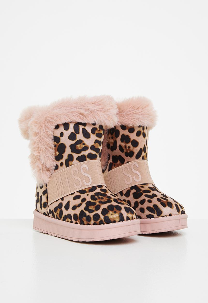Little Miss Black - Rae girls snug boots - pink