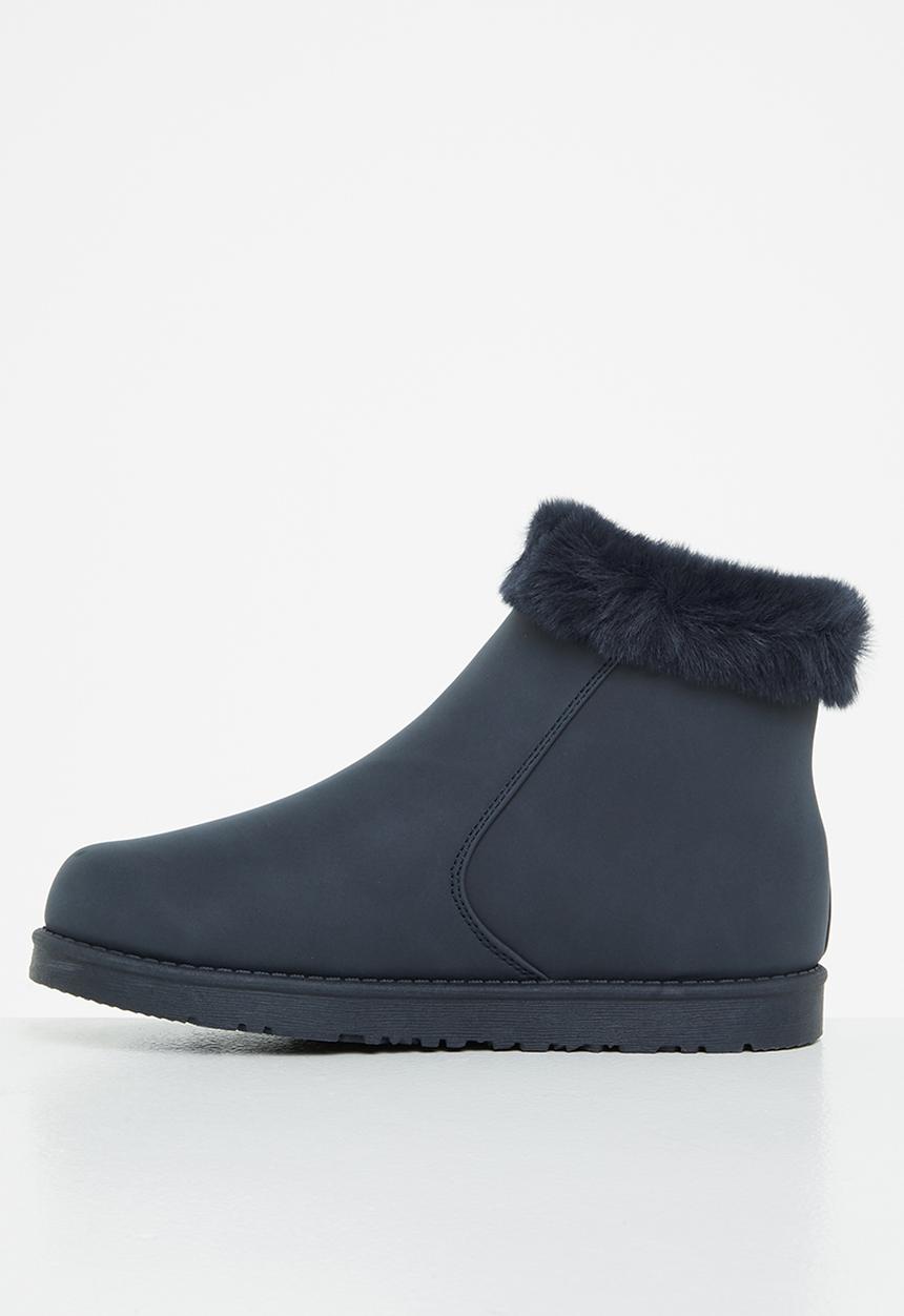 Jada - Faux fur lining zip ankle boot - navy