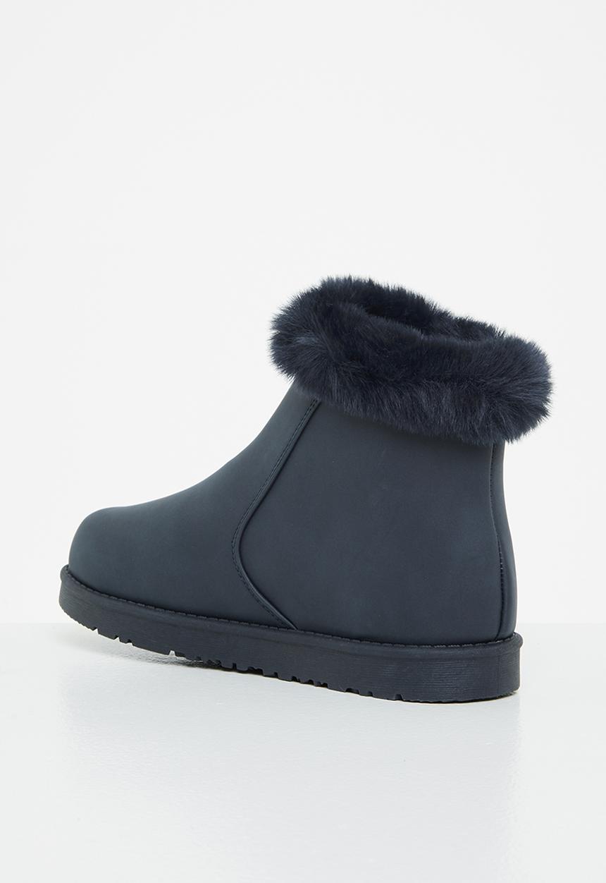 Jada - Faux fur lining zip ankle boot - navy