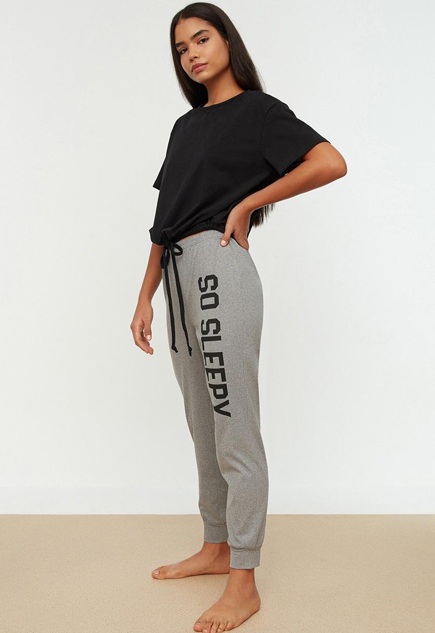 Trendyol - Knit pajamas set - black & grey 