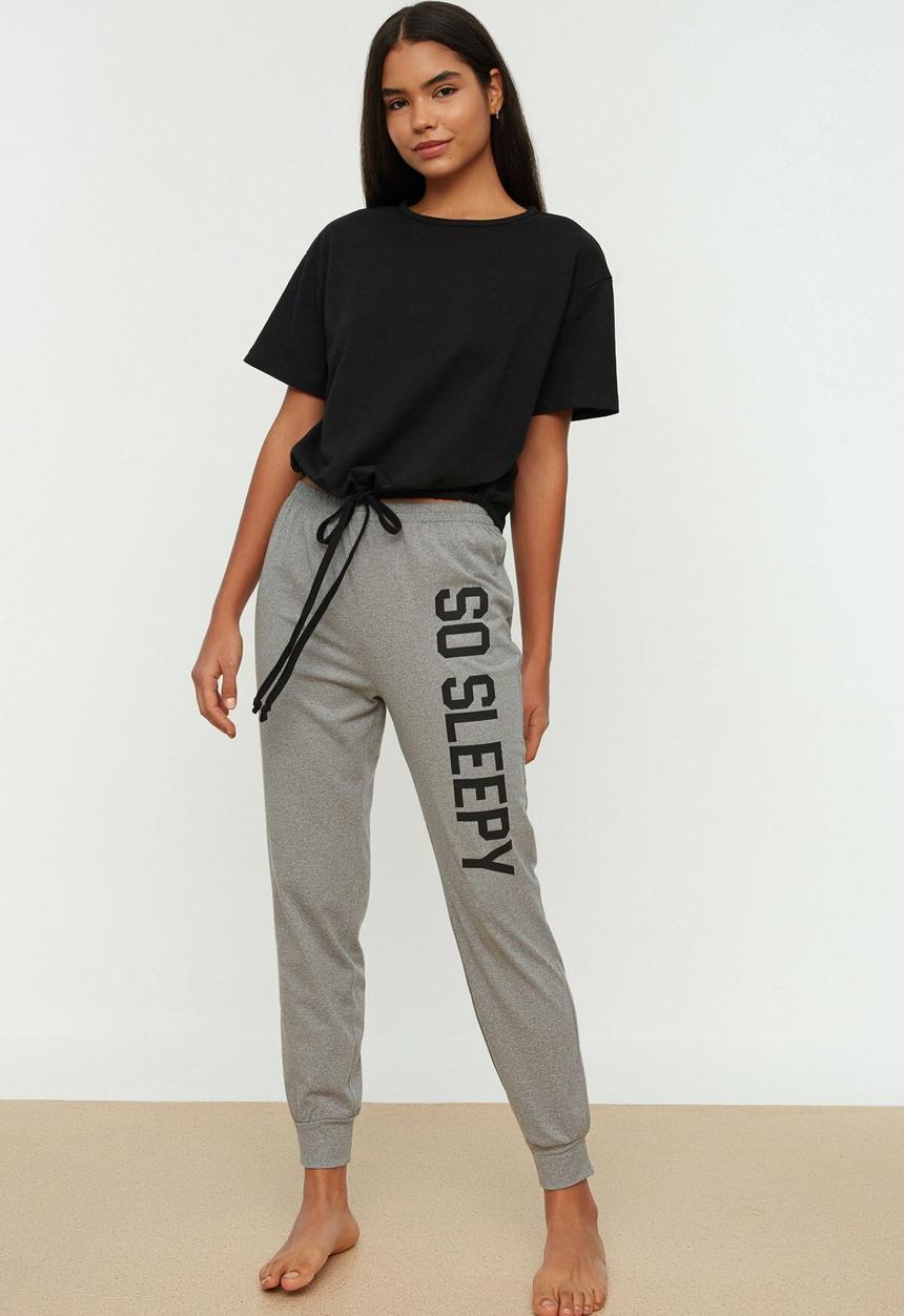 Trendyol - Knit pajamas set - black & grey 