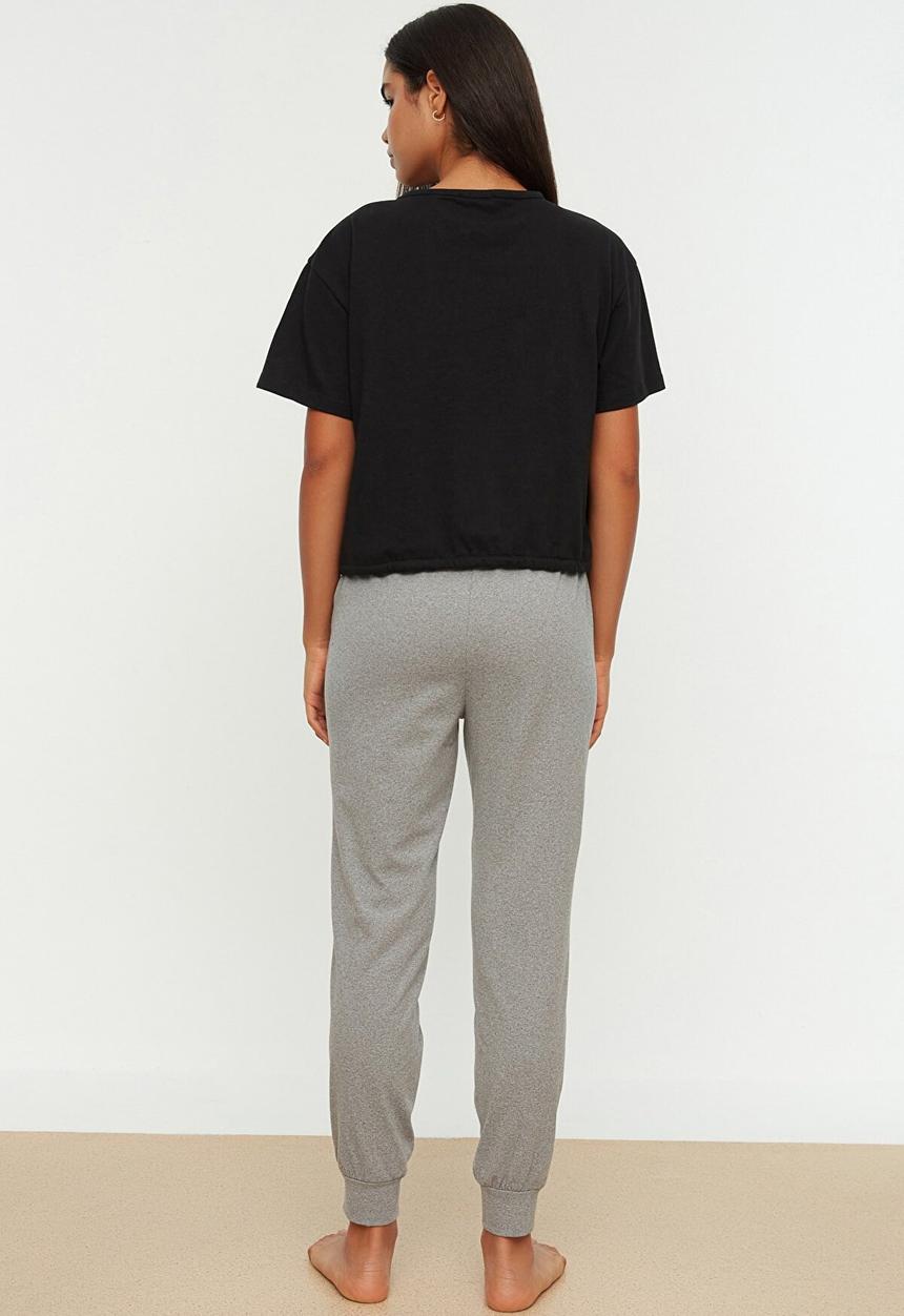 Trendyol - Knit pajamas set - black & grey 