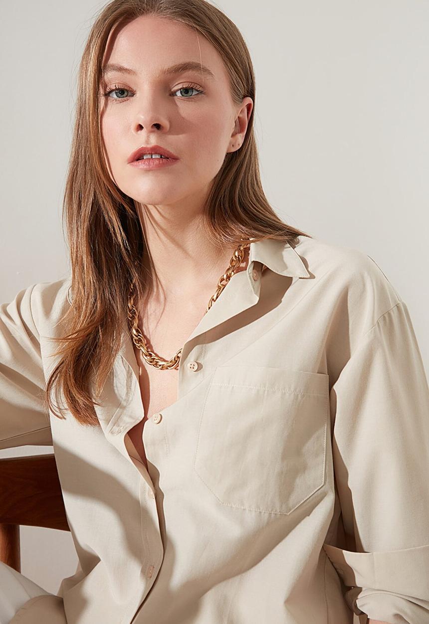 Trendyol - Boyfriend shirt - grey