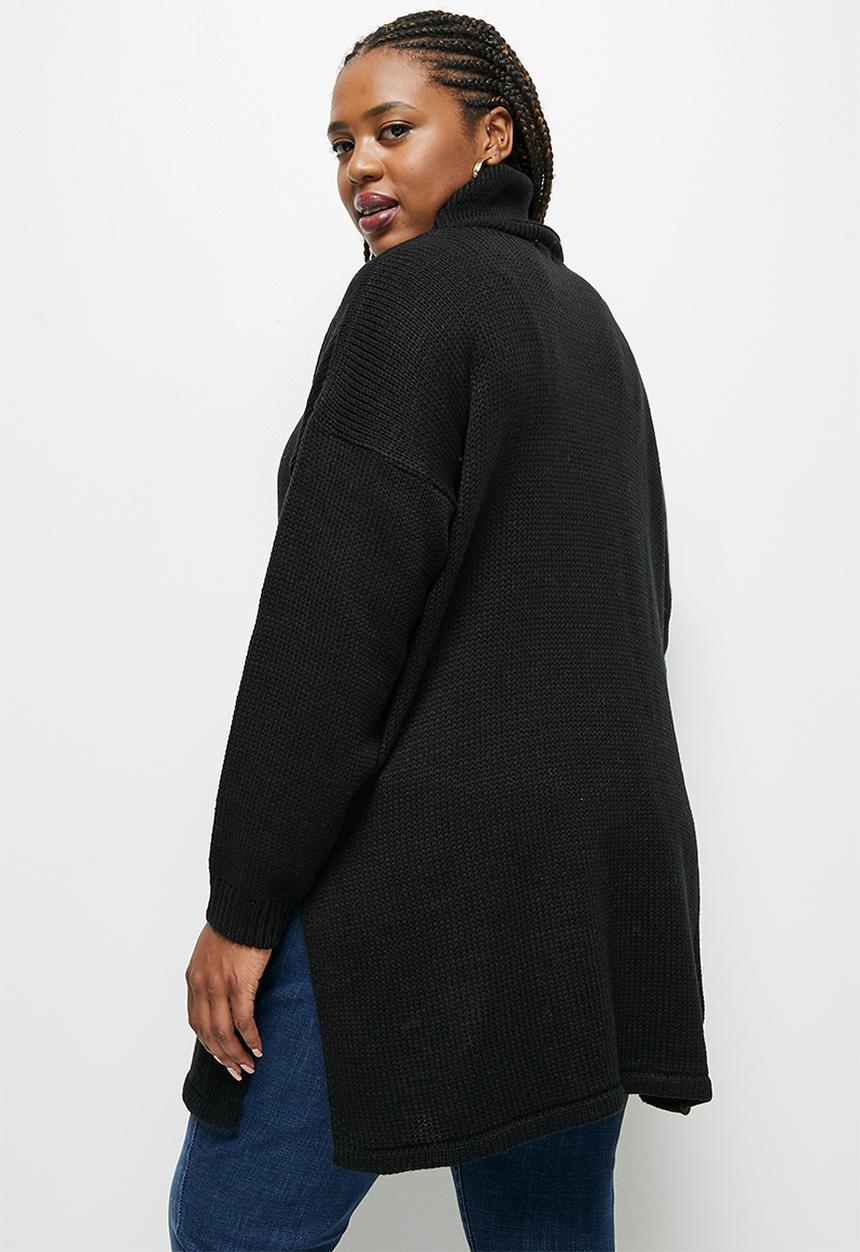 edit Plus - Longline fuzzy jumper - black