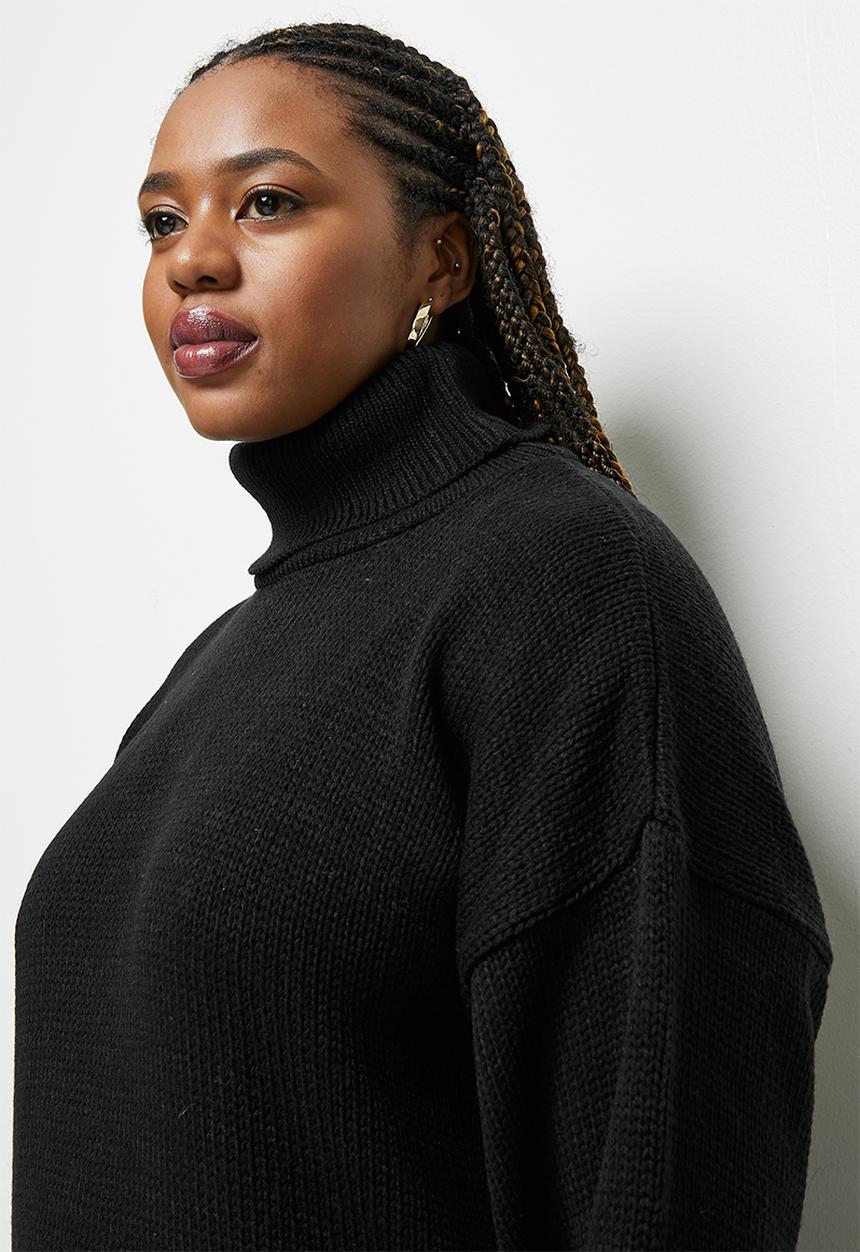 edit Plus - Longline fuzzy jumper - black