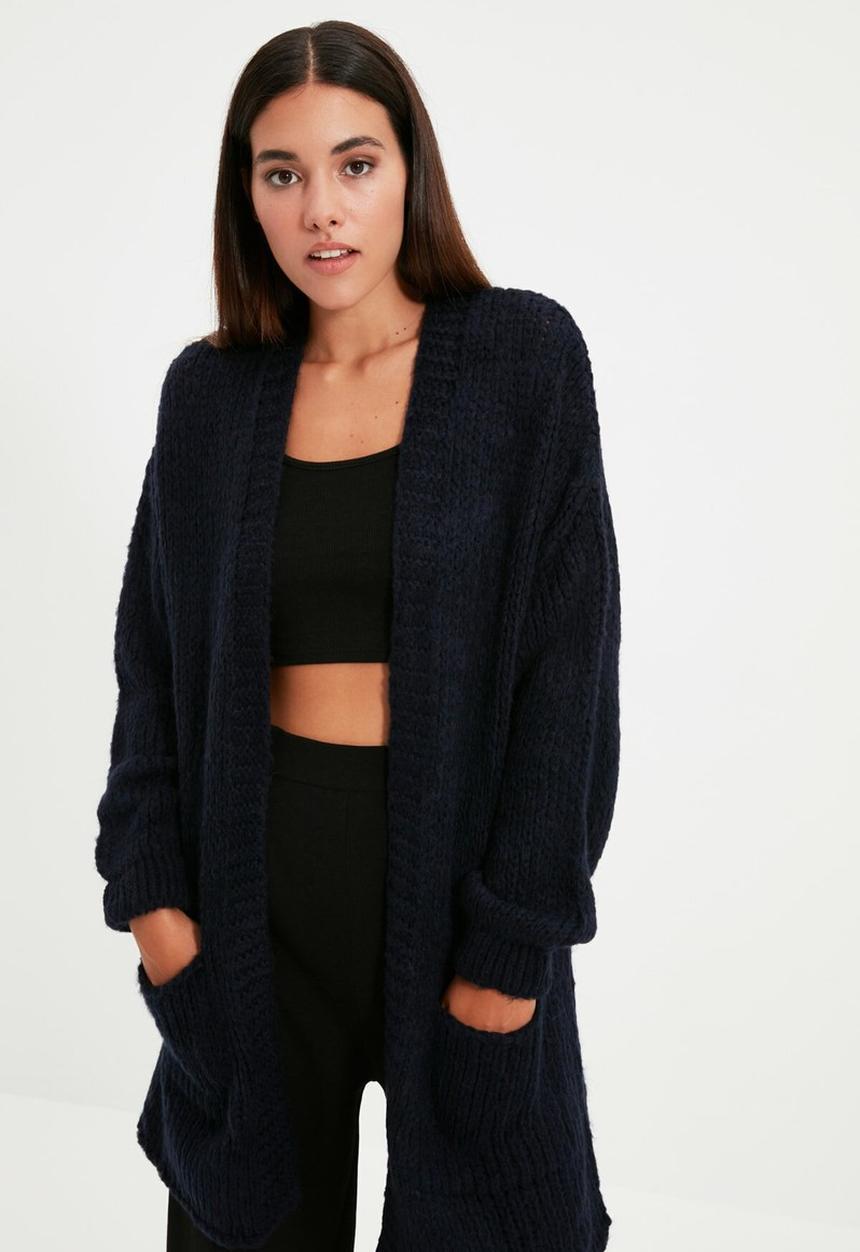 Trendyol - Pocket detailed knit cardigan - navy