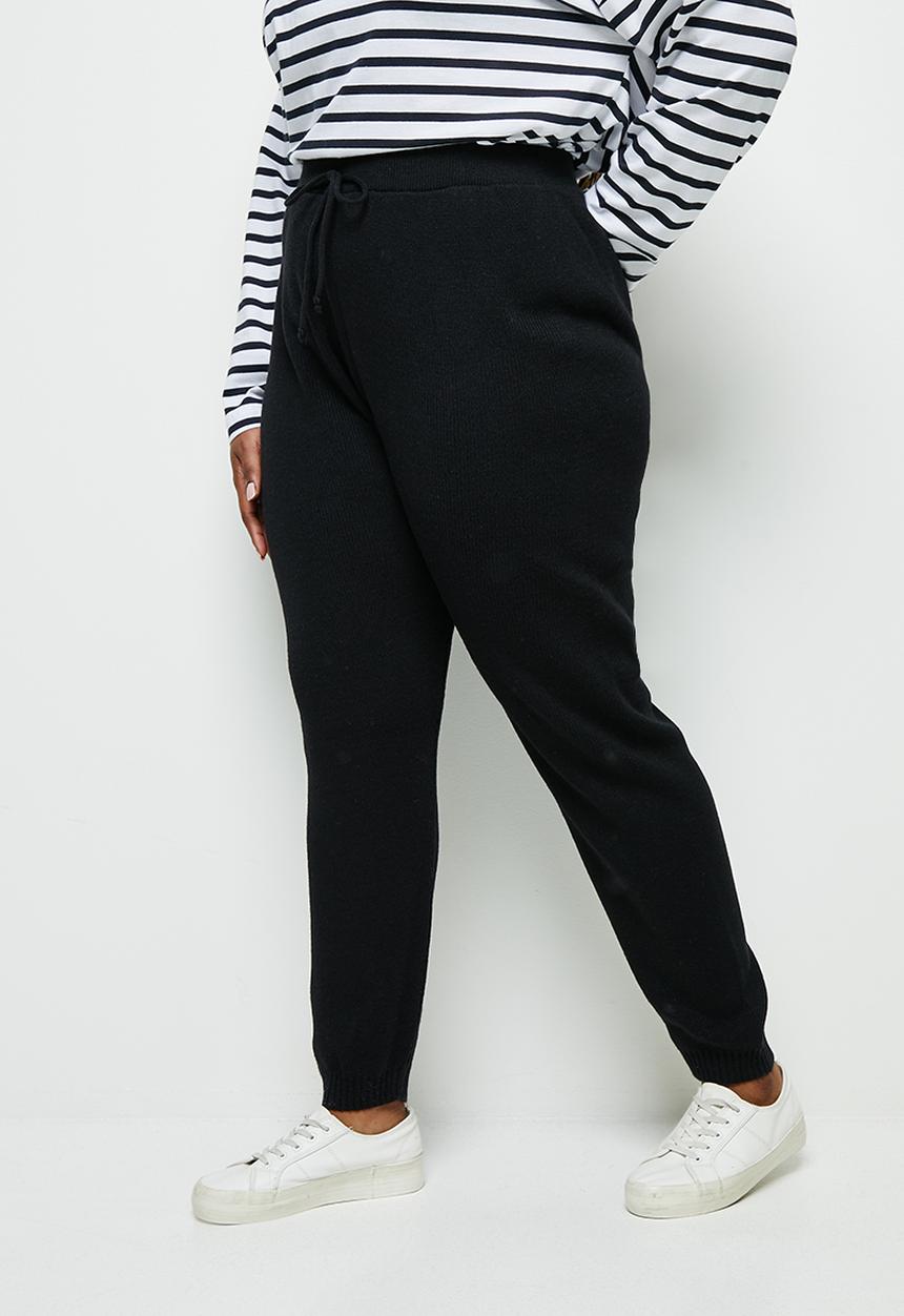 edit Plus - Knitwear harem pant - black