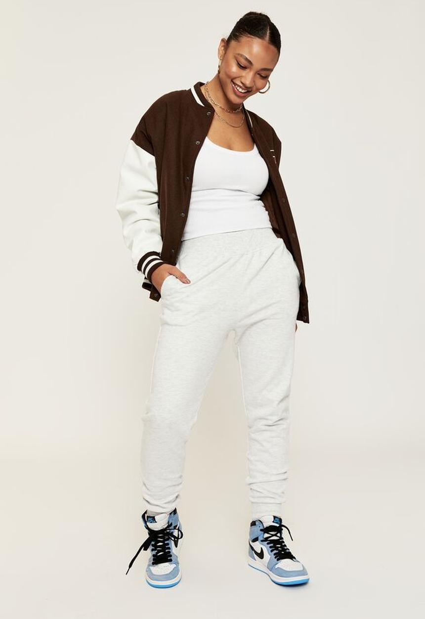 Supré  - Erica slim fit track pant - light grey marle