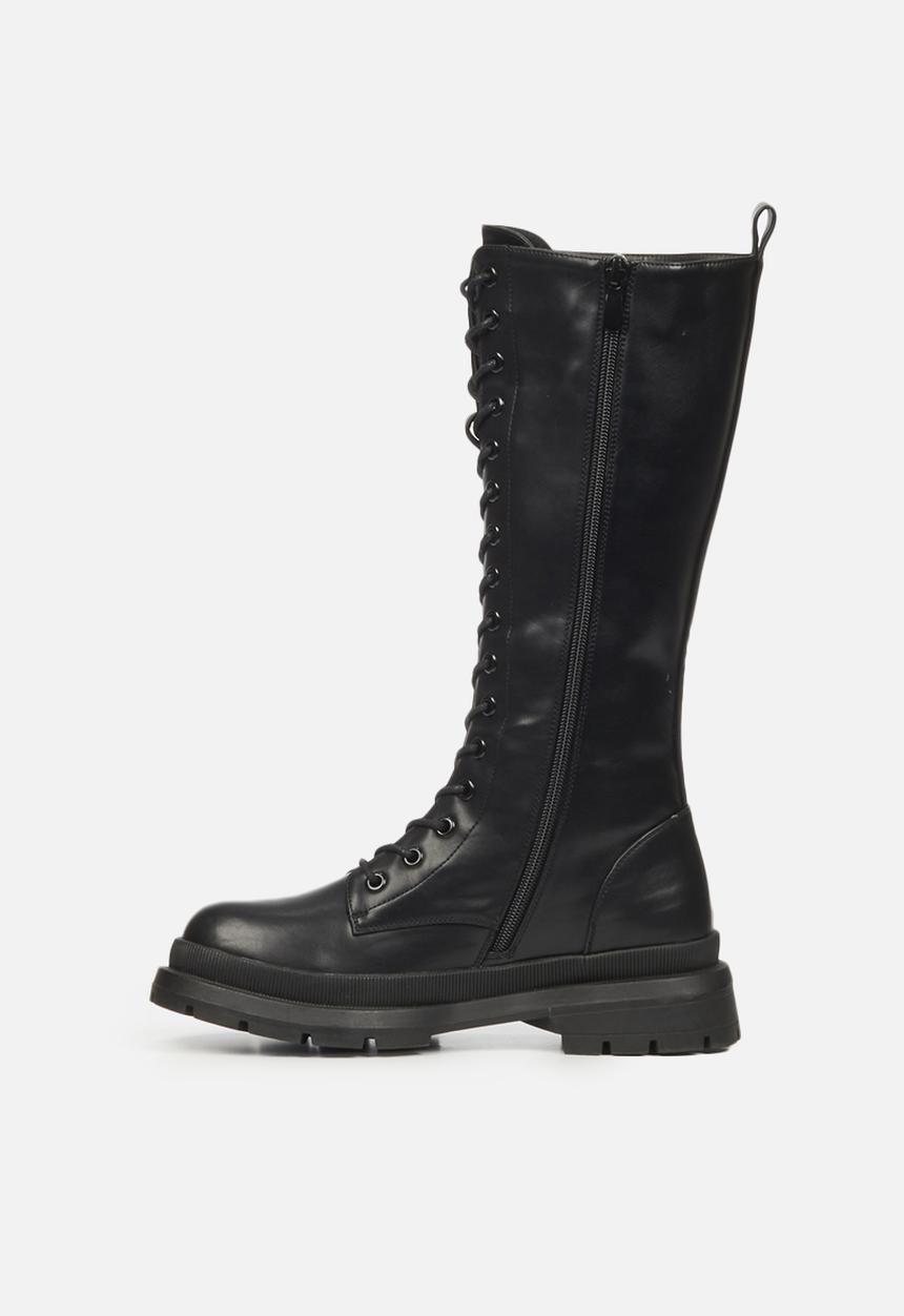 Rock & Co - Police 1 lace up knee high boot - black