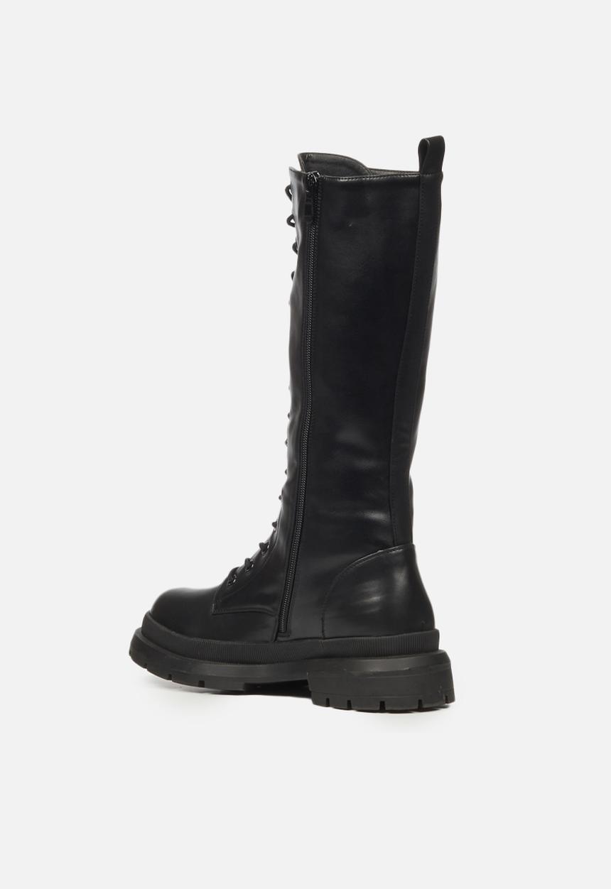 Rock & Co - Police 1 lace up knee high boot - black