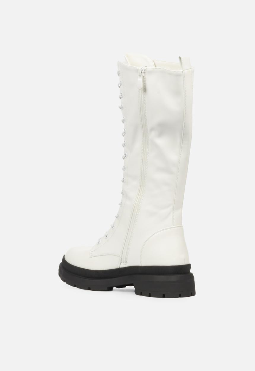 Rock & Co - Police 1 lace up knee high boot - white