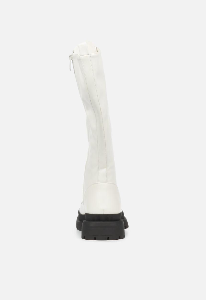 Rock & Co - Police 1 lace up knee high boot - white