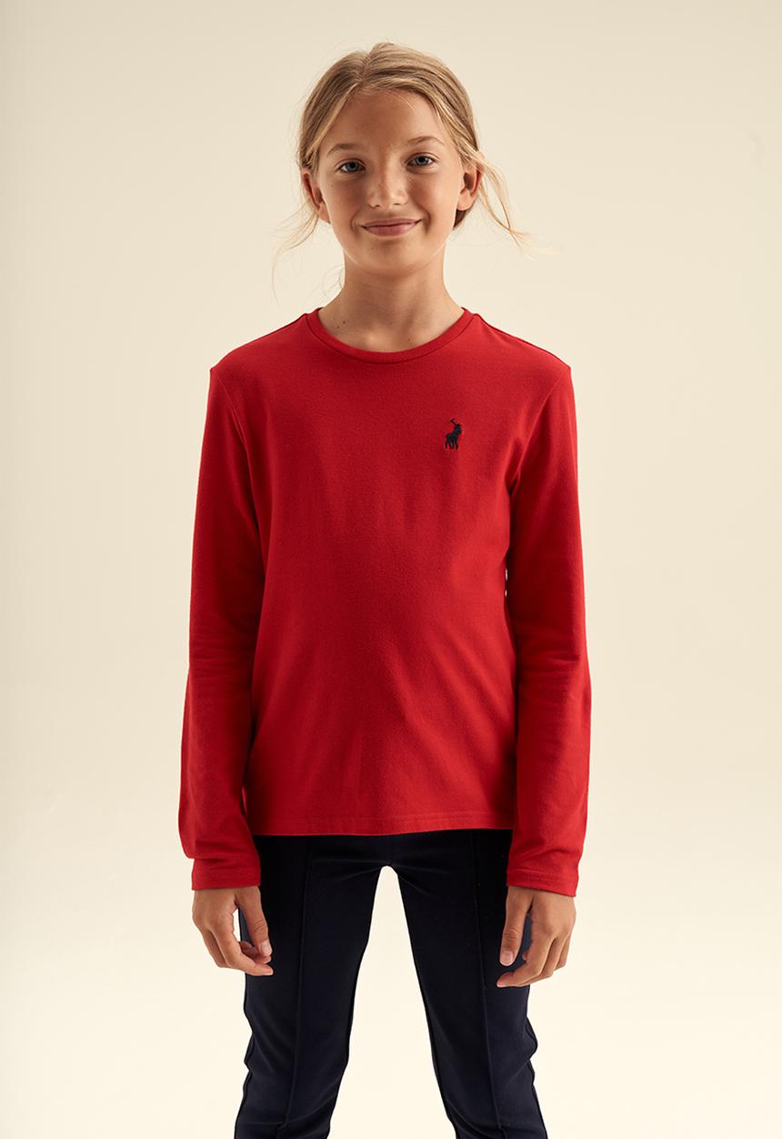 POLO - Girls classic long sleeve tee - red