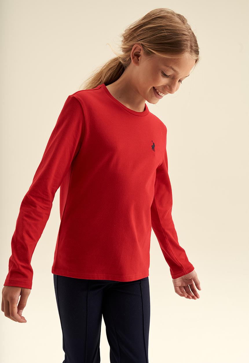 POLO - Girls classic long sleeve tee - red