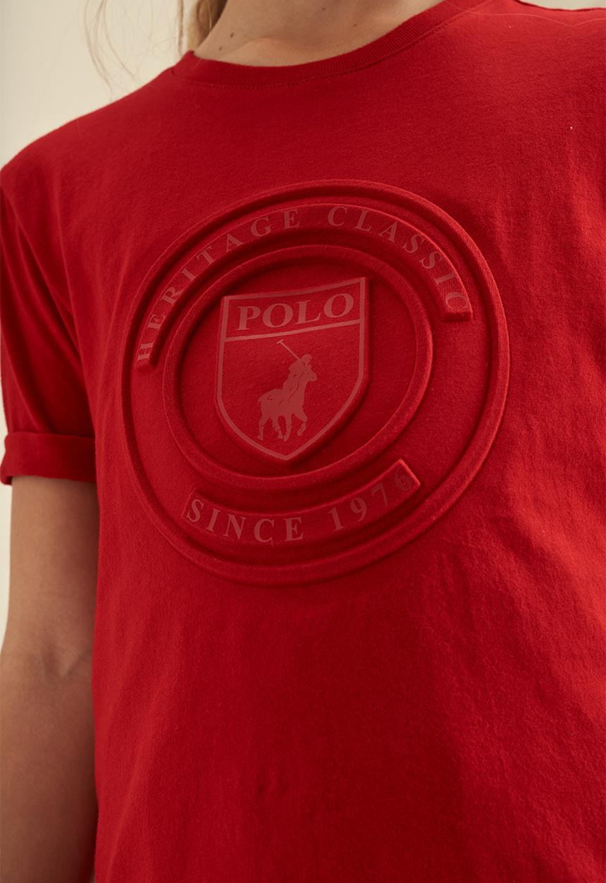 POLO - Girls embossed short sleeve tee - red