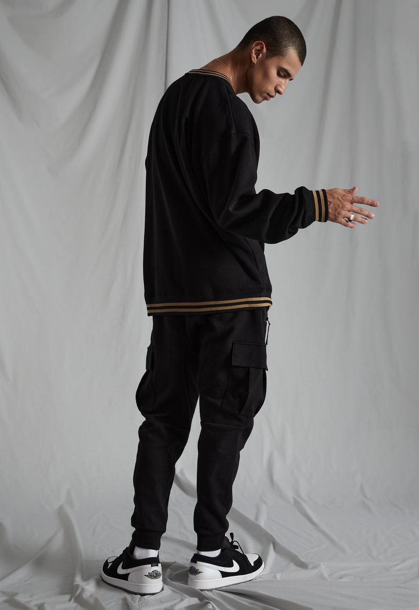 Factorie - Cargo tech track pant - black