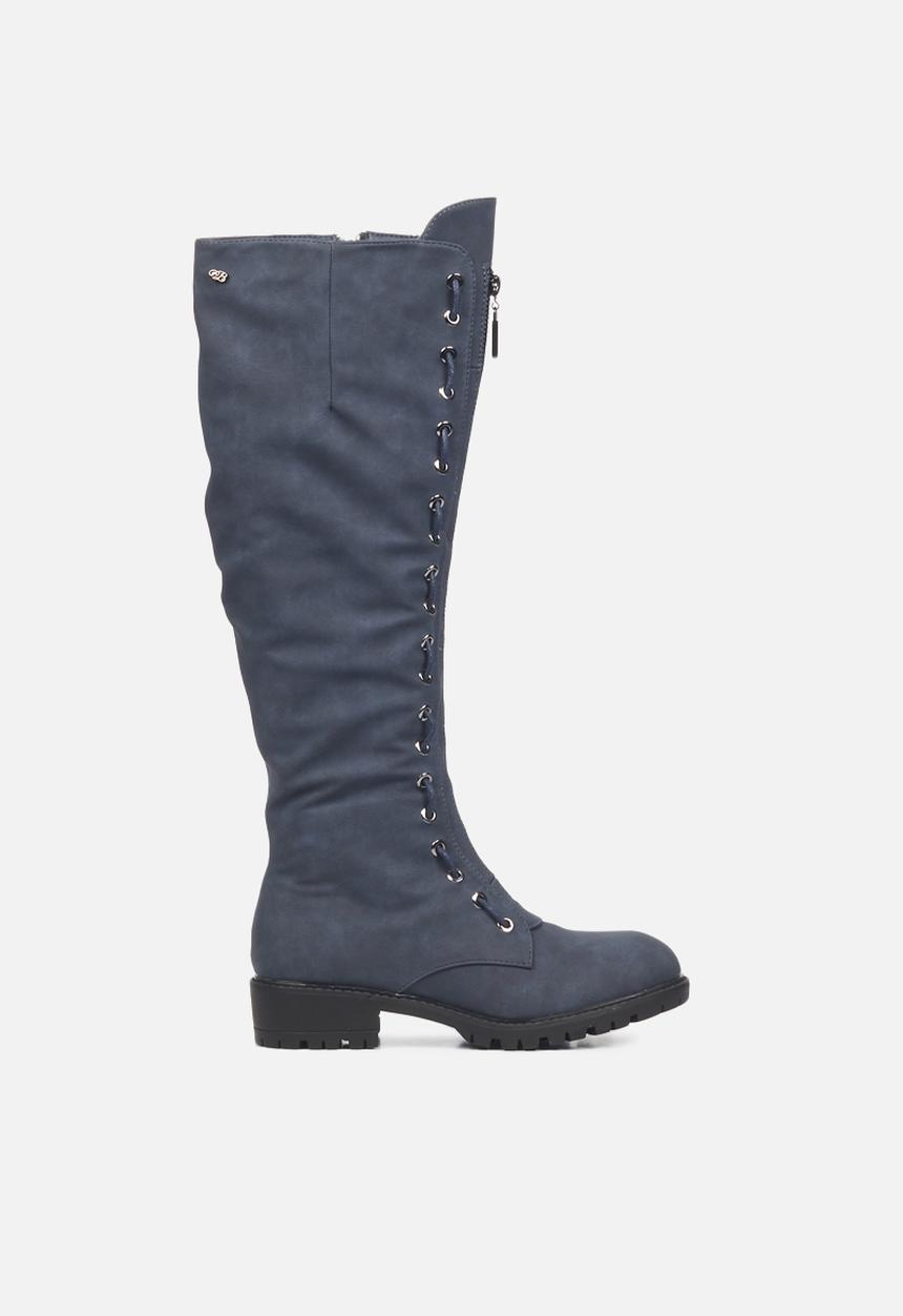 Miss Black - Ryder1 knee length lace-up boot - navy