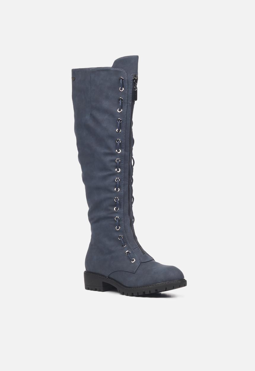Miss Black - Ryder1 knee length lace-up boot - navy