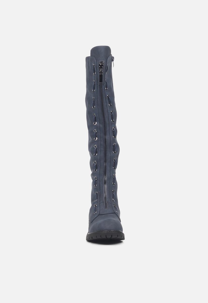 Miss Black - Ryder1 knee length lace-up boot - navy