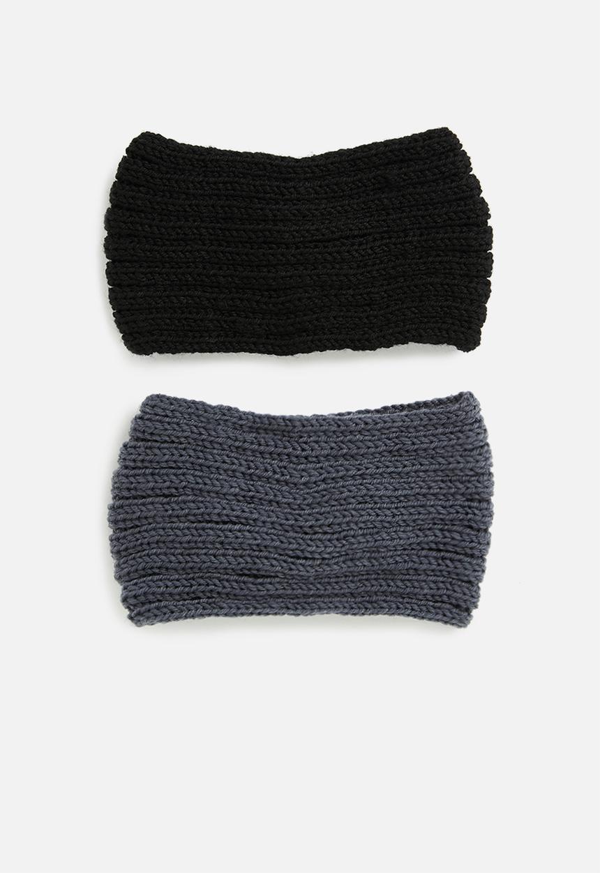 Superbalist - 2 pack headband set - black & grey