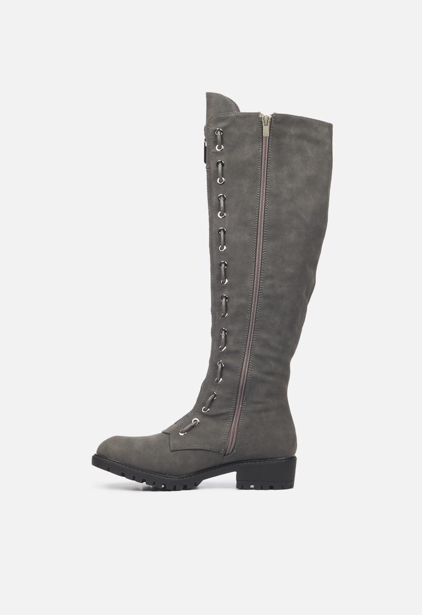 Miss Black - Ryder1 knee length lace-up boot - grey