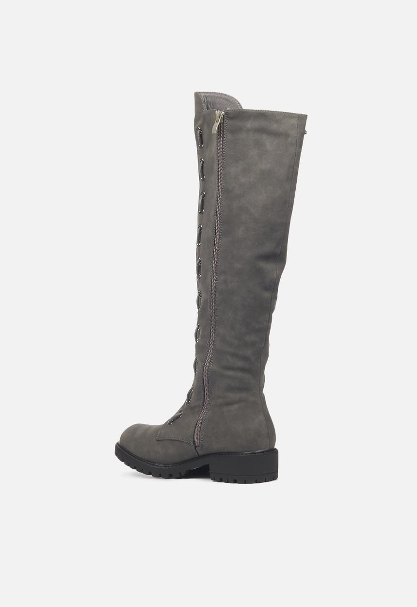 Miss Black - Ryder1 knee length lace-up boot - grey