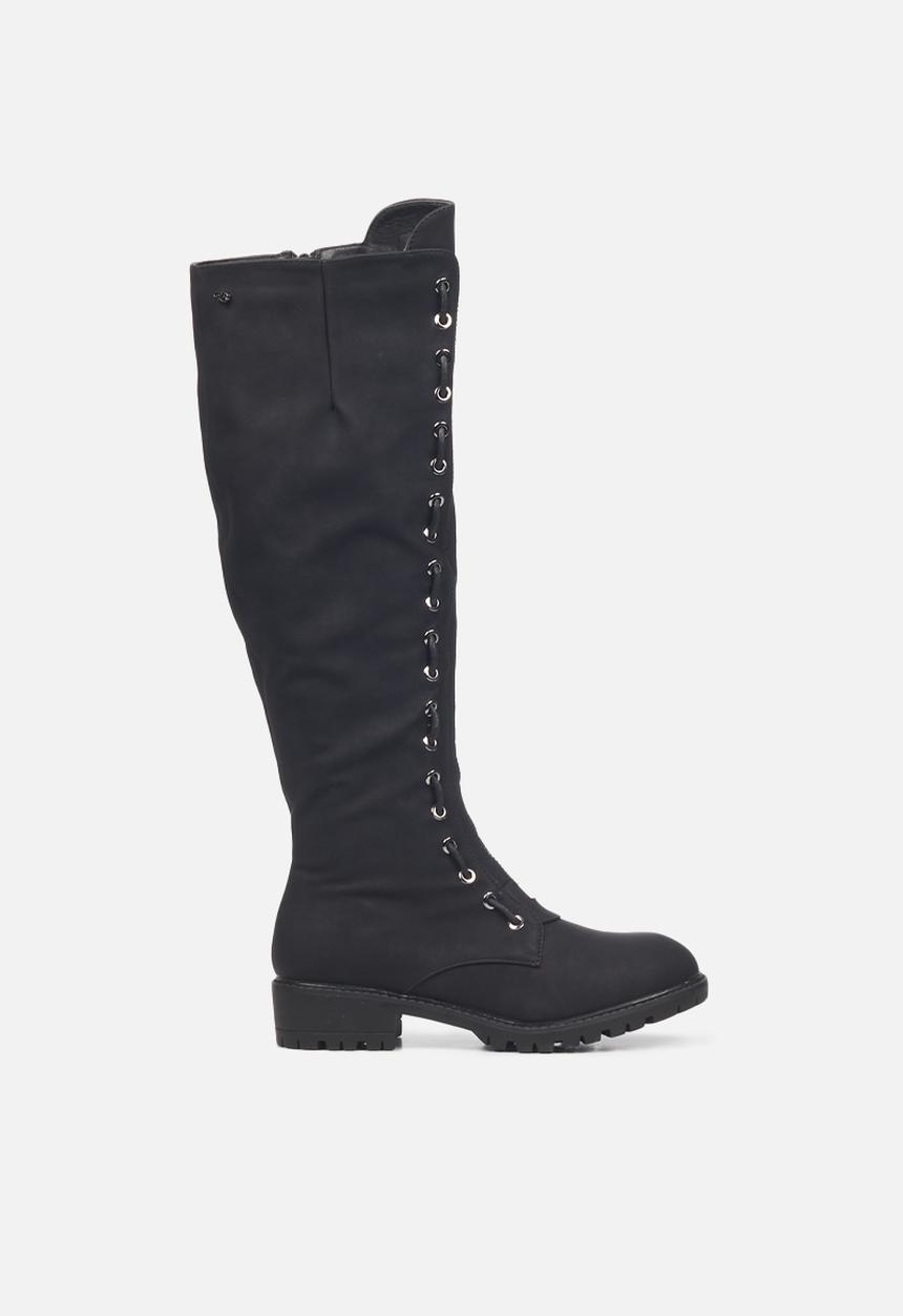 Miss Black - Ryder1 knee length lace-up boot - black
