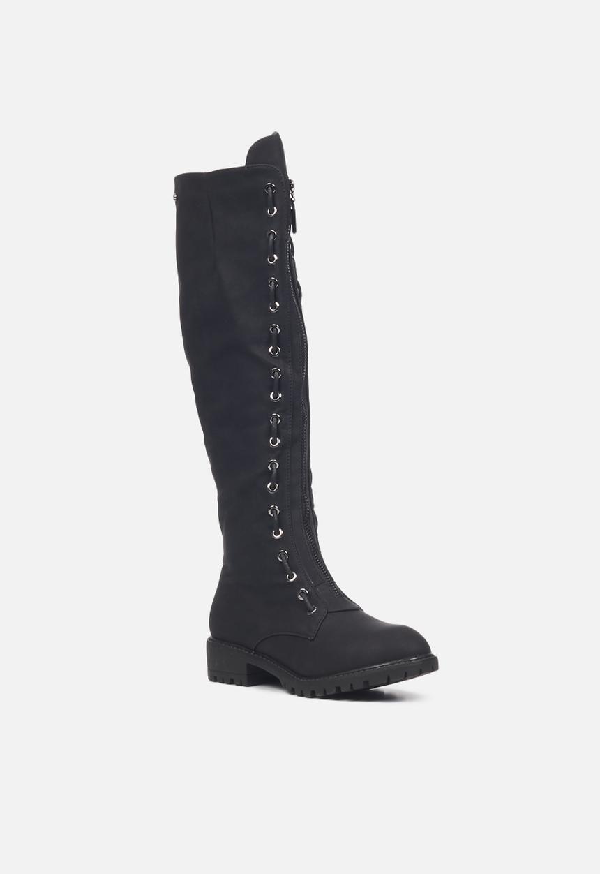 Miss Black - Ryder1 knee length lace-up boot - black