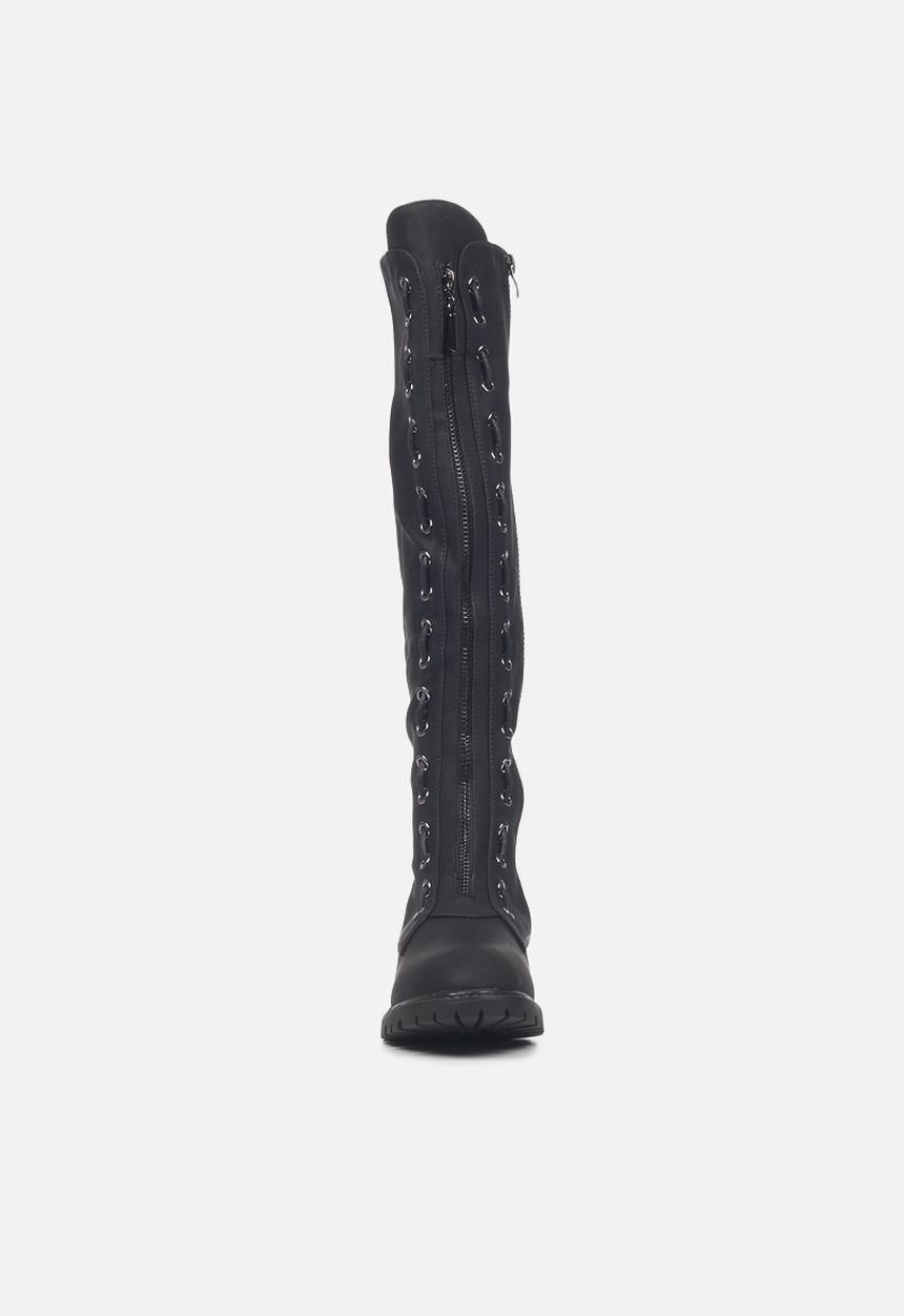 Miss Black - Ryder1 knee length lace-up boot - black